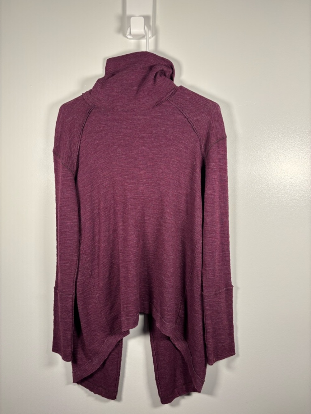 Free People Draped Turtleneck Sweater in Plum